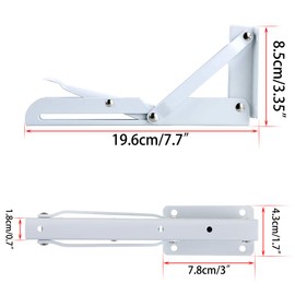 Sumnacon Sturdy Folding Shelf Brackets - Heavy Duty Metal Triangle Table Bench Folding Shelf Brackets, 2 Pcs Folding Shelf Hinge Wall Mounted (8 Inch, White)