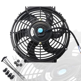 MOSTPLUS Black Universal Electric Radiator Slim Fan Push/Pull 12V + Mounting Kit (7 Inch)