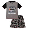 Boy's Not Sleeping Just Recharging Short Cotton Pyjamas Grey Red