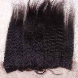 Nicewig 13x4 Kinky Straight HD Lace Frontal Closure Transparent Lace Front Closure With Baby Hair Free Part Pre Plucked Raw Human Hair Extensions 150% Density 10inch