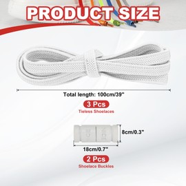 YELARXI No Tie Shoelaces Tieless Elastic Shoe Laces, 39" with 2 Metal Locks Buckles Fit for Adults Sneakers (3Pcs, White)