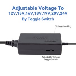 HZHFCB 12V-19V/4.5A,MAX 20V-24V/4A Power Supply Switching Mode Adjustable DC from 12V to 24V Variable Universal AC/DC Adapter 100V-240V AC to DC Converter with 8 Tips.