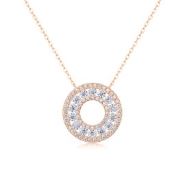 Female Luxury 925 Sterling Silver Necklace Moissanite Vintage Pendant Necklace for Wedding Celebrations Clavicle Chain NecklaceColor: Rose Gold, Length: 18inches