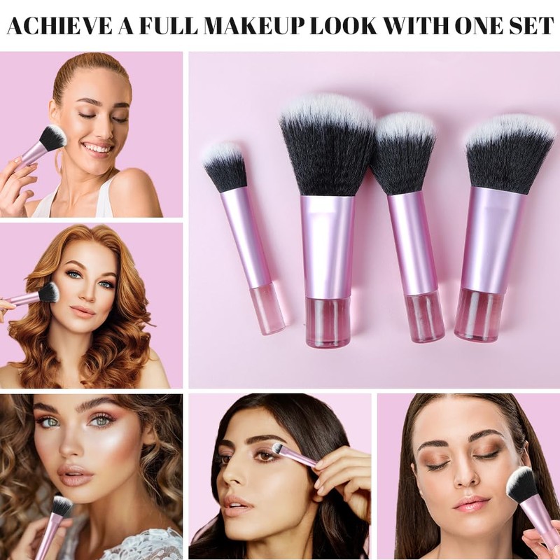 OFFCUP 10pcs Travel Makeup Brush Set, Mini Makeup Brushes With