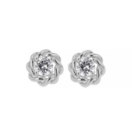 Tuscany Silver Women's Sterling Silver Rhodium Plated CZ PlainTwisted Stud Earrings - 12mm