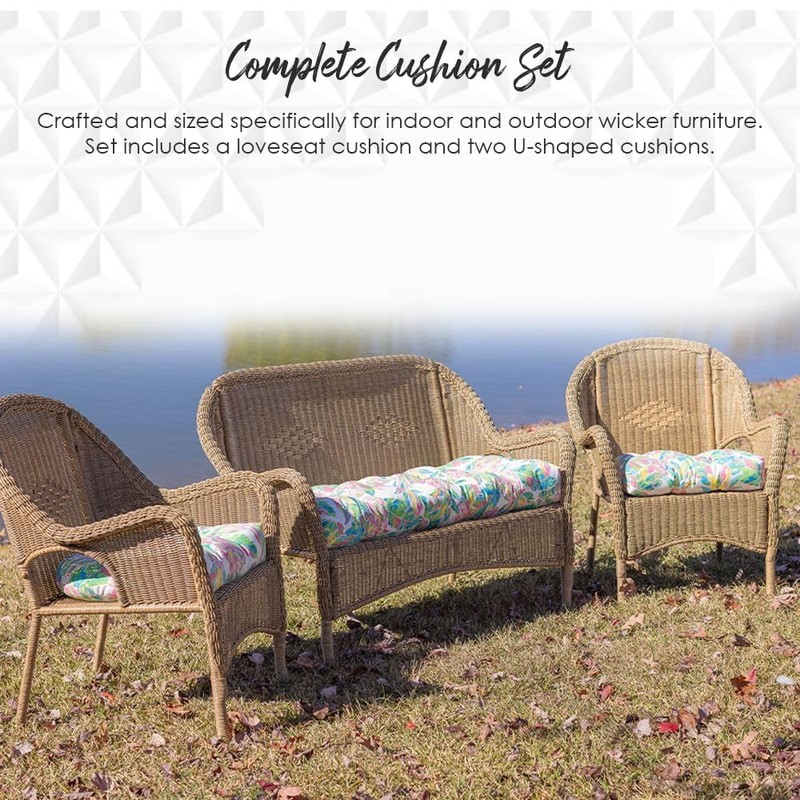 RSH DECOR: 3-Piece Foam Wicker Cushion Set | 41 x