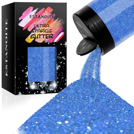 Iridescent Ultra Fine Glitter Powder 7.41Oz/210g Rainbow Resin Glitter PET Flakes Crafts Sequins Epoxy Chips Flakes for Tumblers Slime Making (Iridescent Blue)