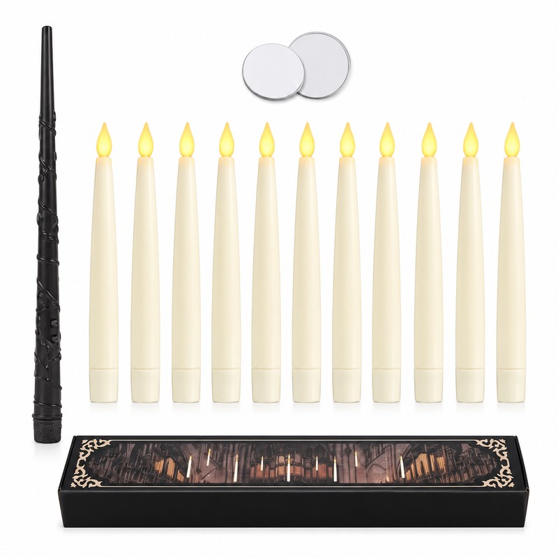 Floating LED Candles with Magic Wand – Warm Flickering Flameless