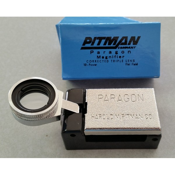 PITMAN Paragon 10X / 10 Power PRINTER'S FOLD-Out Magnifier/LOUPE/Loup