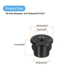sourcing map 38Pcs Desk Grommet Black, Snap Bushing Grommet With Shutter for Holes with 0.4"(10mm) Mounting, Round Nylon Snap in Cable Desk Grommets for Cables and Cords Management