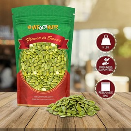 We Got Nuts Pumpkin Seeds Healthy Snacks 5Lbs (80oz) Bag | Raw Pepitas No Preservatives Added, 100% Natural With No Shell | For Baking, Salad Toppings, Cereal, Roasting | Low Calorie Nuts,