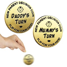 Vichona New Baby Gift,Double-Sided Decision Coin as New Parents Gifts for Couples,Lovely Baby Shower Gifts as New Mommy Essentails,Funny Gifts for New Mom & Dad,Gold