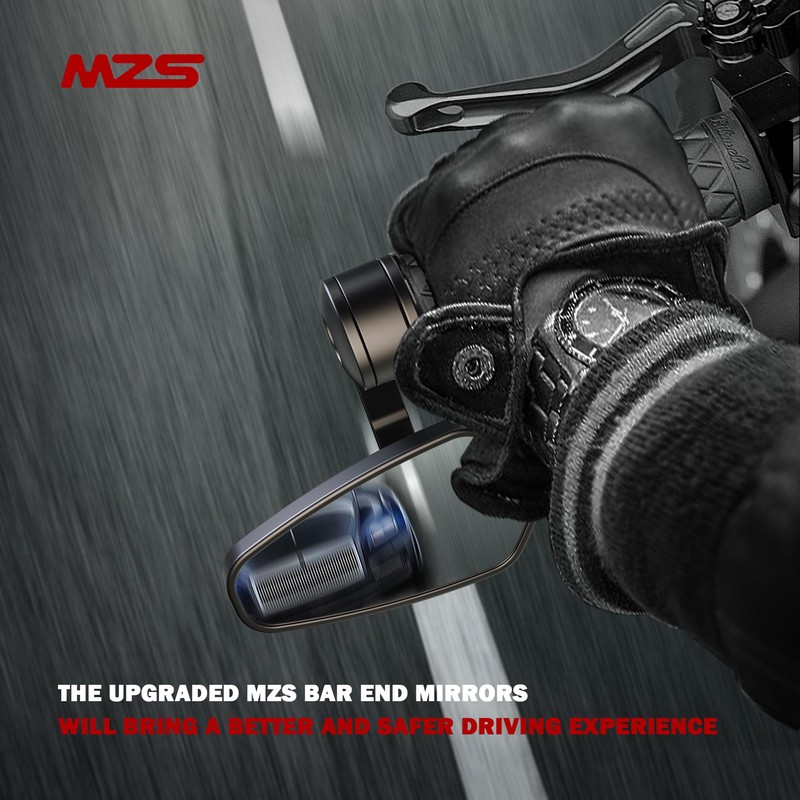 MZS Bar End Mirrors, 7/8 Universal Motorcycle Rear View Mirror