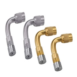 YUENTOEN 4 Pieces Tire Valve Extension, 90 Degree Valve Extender, Universal Brass Curved Tire Air Valve Stem Extension with Valve Cap for Car, Motorcycle, Truck and Bicycle