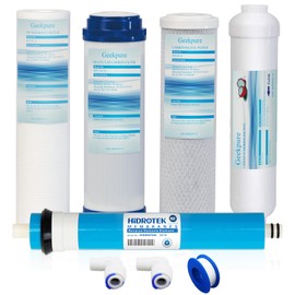 Geekpure 5 Stage Reverse Osmosis Replacement Filter Set with 50 GPD Membrane -Standard 10 Inch