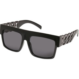 Urban Classics Zakynthos Unisex Sunglasses for Men and Women, Sunglasses with Chain, Available in 3 Colour Variations, One Size, black / silver