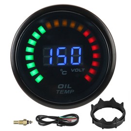 52mm Digital Oil Temperature Gauge LED Color LCD Dispaly W/Sensor Harness Car Meter