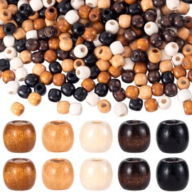 Isslly 200 PCS Wooden Beads with Large Holes for Crafts, Natural Wood Hair Beads, Big Beads for Braids, 11x12 mm Wooden Spacer Loose Beads for DIY Crafts Decor, Jewelry Making, Bracelets - 5 Colors