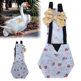 Pet Poultry Nappies Chicken Nappy for Pet Duck Goose or Hens Nappy Poultry Clothing with Bow Knot (S Blue Flower)