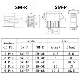 Teansic 116Pcs SM 2.54mm Pitch JST Connector,2/3/4/5/6 Pin Male & Female Housing Plug Kit,SM JST Adapter with 22AWG Pre-Crimped Wire Cables