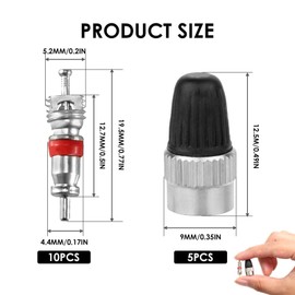 cxxtkcxxlc 10 Valve Cores 5 Multifunctional Valve Key Caps 20 Piece Set for Car, Car, Motorcycle, Bike, Scooter, Moped and Truck - Tool & Valve Core Remover for AV/Schrader