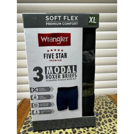 WRANGLER SOFT FLEX 3 MODAL BOXER BRIEFS,  XL, CHARCOAL, OLIVE NIGHT, BLACK, NEW