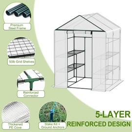 LINKLIFE Walk-in Greenhouse for Outdoor, 57 x 29 x 77'' Walk in Plant Greenhouses with Durable UV-Resistant Cover, Reinforced Green House with 3 Tiers Stands Heavy Duty for Patio, Backyard and Porch