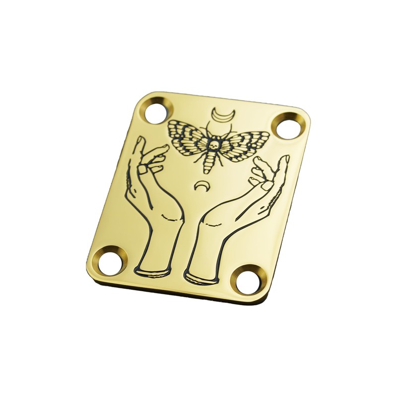 Guyker Guitar Neck Plate, 4-Holes Stainless Steel Electric Guitar Bass