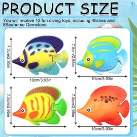 DOKRIN Diving Rings & Toys, Water Toy Children, Diving Toy, Water Toy for Swimming Pool, 12-Piece Diving Toy with Tropical Fish and Seahorse