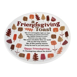 Enesco Our Name is Mud Friendship Friendsgiving Toast Thanksgiving Dinner Plate, 11 Inch, Multicolor