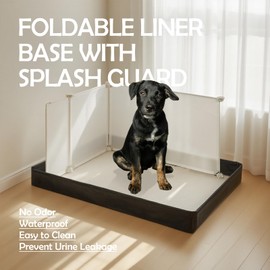 MEEXPAWS Dog Pee Pad Holder Foldable with Dog Litter Box Enclosure High Wall, Puppy Pad Holder Tray Liner Base with DIY Splash Guard, Indoor Dog Potty for Medium to Large Dogs, Leak-Proof, Easy Clean