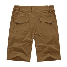 BASUDAM Men's Cargo Hiking Shorts Stretch Quick Dry Lightweight Work Shorts 6 Pockets for Camping Travel Brown 40