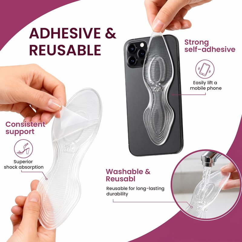 Gel Heel Inserts, Self-Adhesive Half-Sole Pads for High Heels,Clear,P:4-5.5