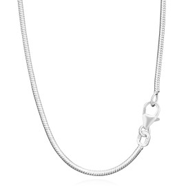 NKlaus Genuine 925 Sterling Silver Snake Chain Diamond-Coated 1.40 mm Wide, Sterling Silver