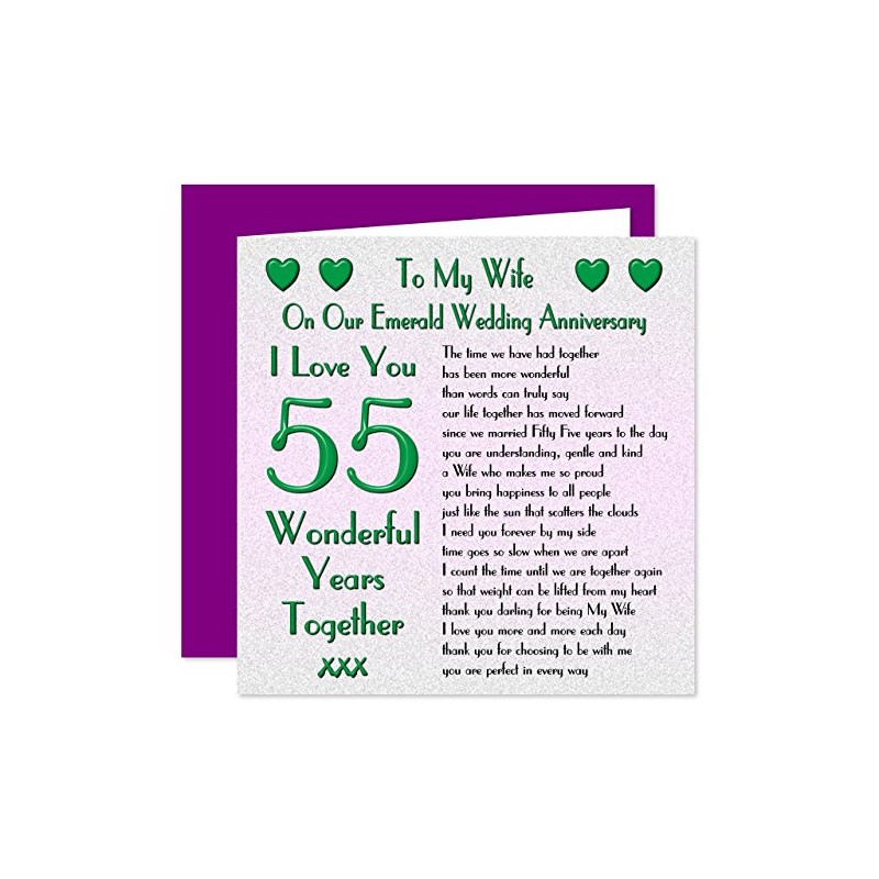 My Wife 55th Wedding Anniversary Card - On Our Emerald