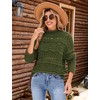 ZAFUL Women's Sweaters Turtleneck Crochet Hollow Out Long Sleeve Sweater
