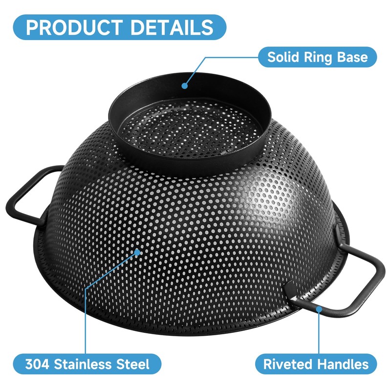 Black Colander for Kitchen, 3QT, Stainless Steel Pasta Strainer with