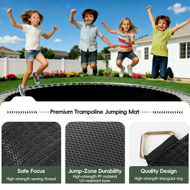 AILEVERS Trampoline Mat Replacement,13.3ft Diameter Mat with 96 Rings,Fits 15ft