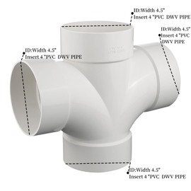 4x4x4x4 PVC DWV Double Sanitary Tripple TEE Street for Drain Waste and Vent, PVC Pipe 4-Way Cross Fittings Connect Coupling Adapter white