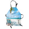 Lunarable Seaside Apron, Beach Chairs Under Tree Shade Tourist Resort