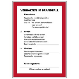 Sticker "Fire extinguishing labelling, behaviour in case of fire", various sizes, high-quality safety instructions in various sizes, durable and weatherproof, sizes name: 42 x 59.4