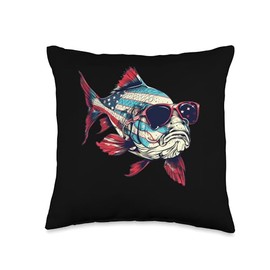 Kuhli Loach With USA Sunglasses Throw Pillow