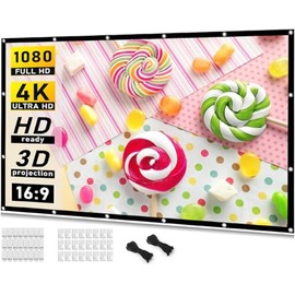 80 inch Projector Screen 16:9 Foldable Anti-Crease Portable Projector Movies Screens for Home Theater Outdoor Indoor Support Double Sided Projection