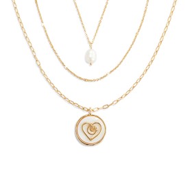 DEMDACO 1004670263 Grateful Heart Mother of Pearl Womens Gold Tone 20 Inch Brass Boxed Fashion Layered Necklace