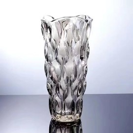 Eweeh Crystal Glass Vase Flower Vase for Home Décor, Fresh Bouquets Holder, Tall Floral Arrangement for Wedding Holiday Party, Modern Decoration Fit for Office Dinning Living Room (10 inch, Gray)