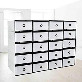 Shoe Storage Box - 20/24PCS Shoes Orgainzer Plastic Stackable Clear Boxes Containers Shoe Drawer Holder (20 Boxes)