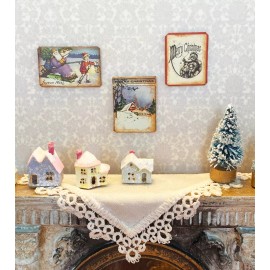 Miniature Dollhouse DISCOUNT 3 Holiday Sign French SaNTa Merry Christmas cottage