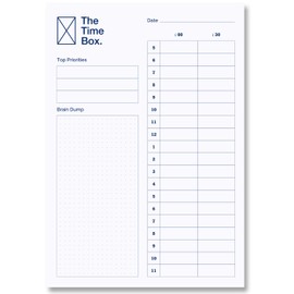 The Time Box Daily Time Management Planner - Time Blocking To Do List Planning Pad, Blank Hourly Notepad - Personal Organizer Notepad for Work - Brain Dump Agenda Notebook - 60 Undated Sheets 7" x 10"