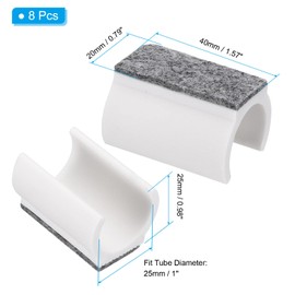 PATIKIL 25mm Rectangle Chair Leg Cover with Felt Pad, 8Pcs Slide Smoothly No Scratches No Noise Furniture Feet Hardwood Protectors Tips Floor Glides Tubing Caps for Office, White Grey
