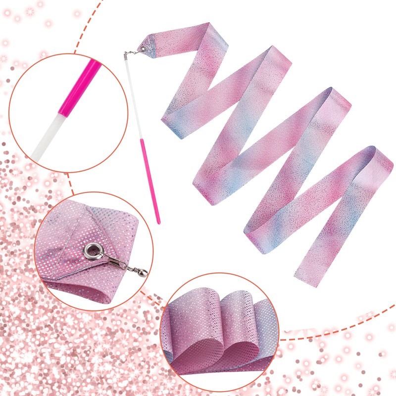 Abeillo Pack of 2 Gymnastics Bands with Rod, 200 cm